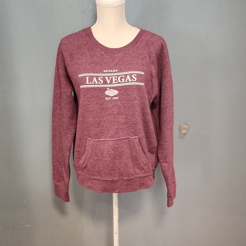 Vintage Y2K Las Vegas Nevada Kangroo Pocket Oversized Scoopneck sweatshirt